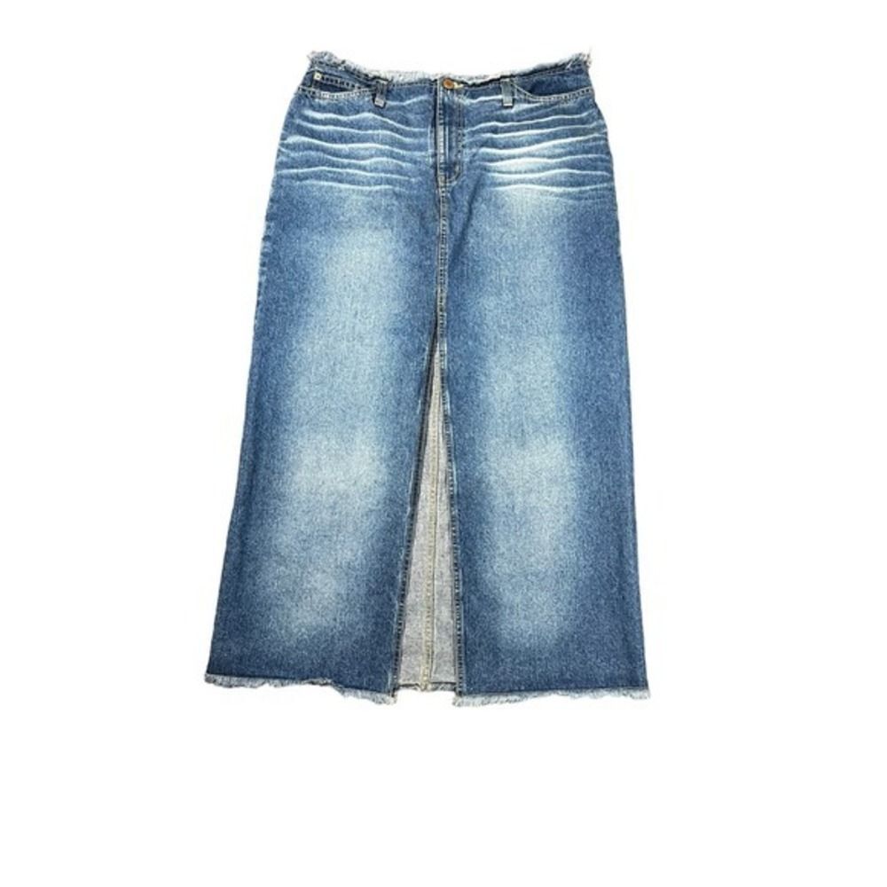 R4R Jeans Slit Skirt Frayed‎ Waist & Hem Denim Distressed Size 15